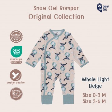 Snow Owl ชุดเด็กอ่อนผ้าดูด Original MagnetBric Romper 0-3 - Whale Light Beige